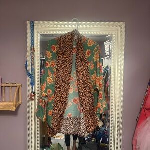 Floral and Leopard Print Kimono